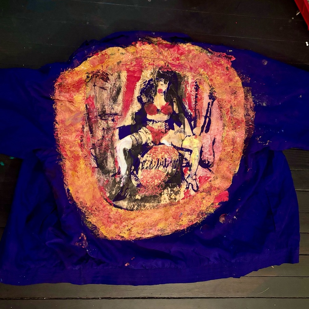 THE CRAMPS POISON IVY HAND MADE PAINTED & SCREENED VINTAGE 80S WINBREAKER
